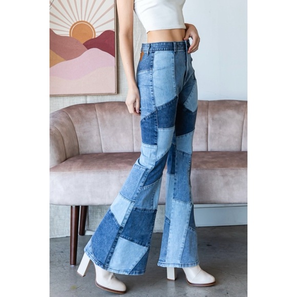 Oli & Hali Washed Patchwork Denim Flares - Picture 9 of 11